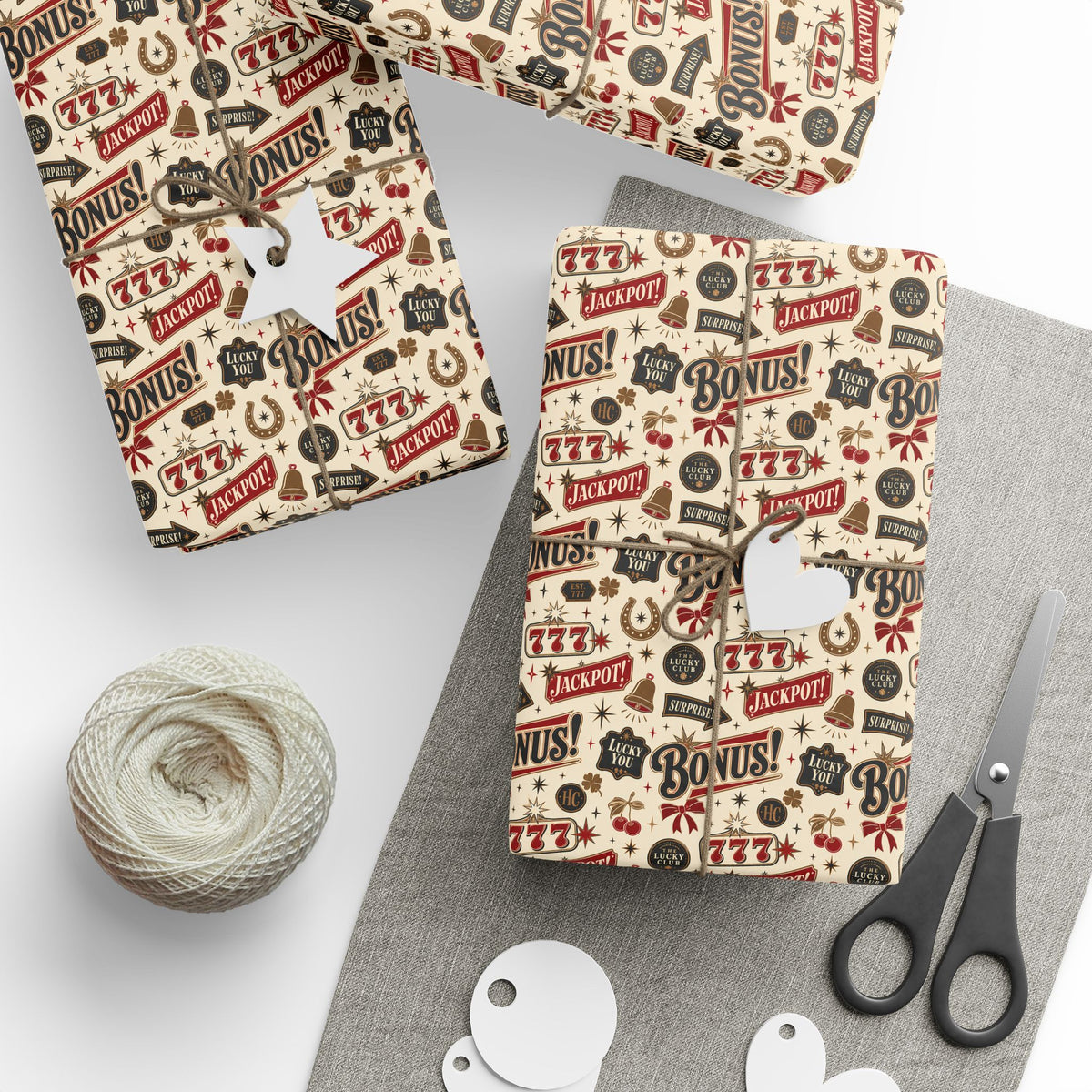 Lucky You 777 Wrapping Paper | The Heist Club Vintage Jackpot Gift Wrap