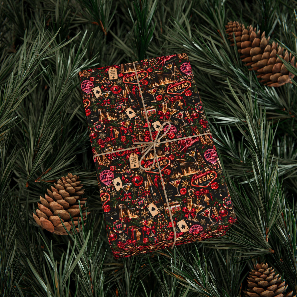 Vegas Merry Heistmas Casino Wrapping Paper