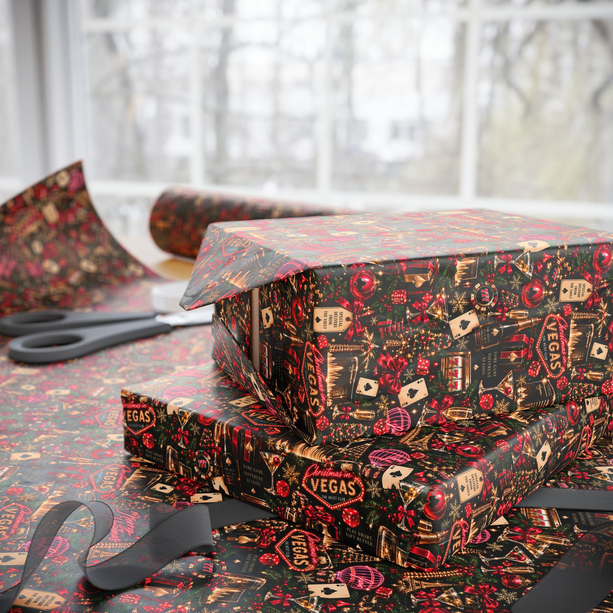 Vegas Merry Heistmas Casino Wrapping Paper