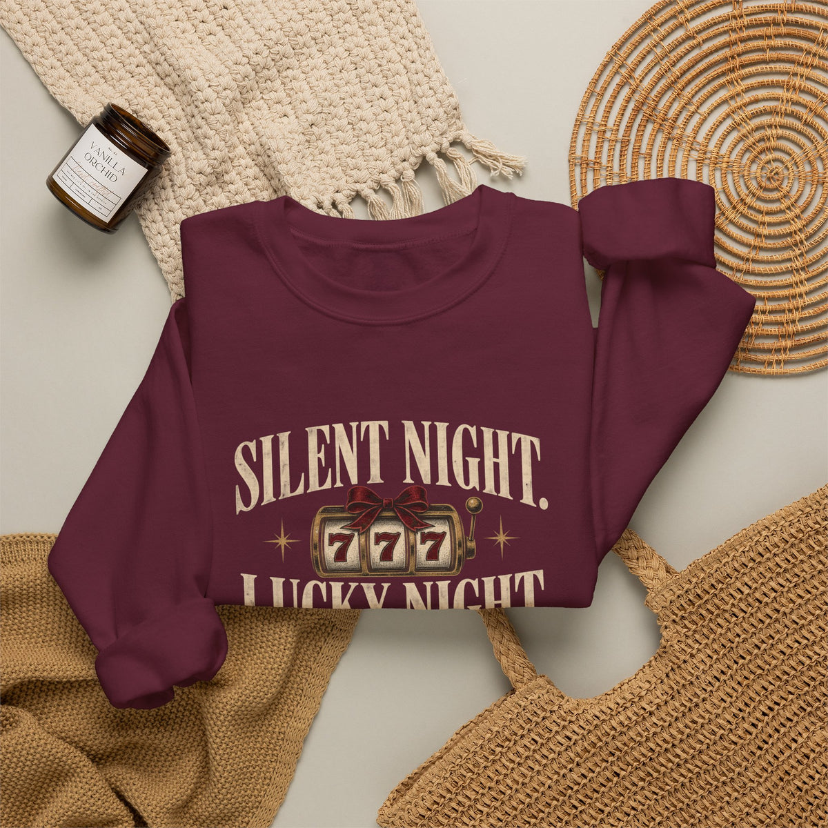 Silent Night, Lucky Night 777 Holiday Crewneck | The Heist Club