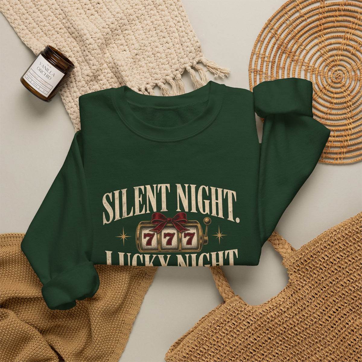 Silent Night, Lucky Night 777 Holiday Crewneck | The Heist Club