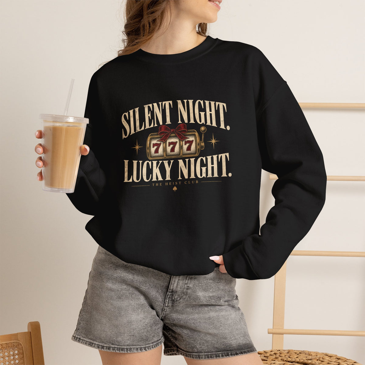 Silent Night, Lucky Night 777 Holiday Crewneck | The Heist Club