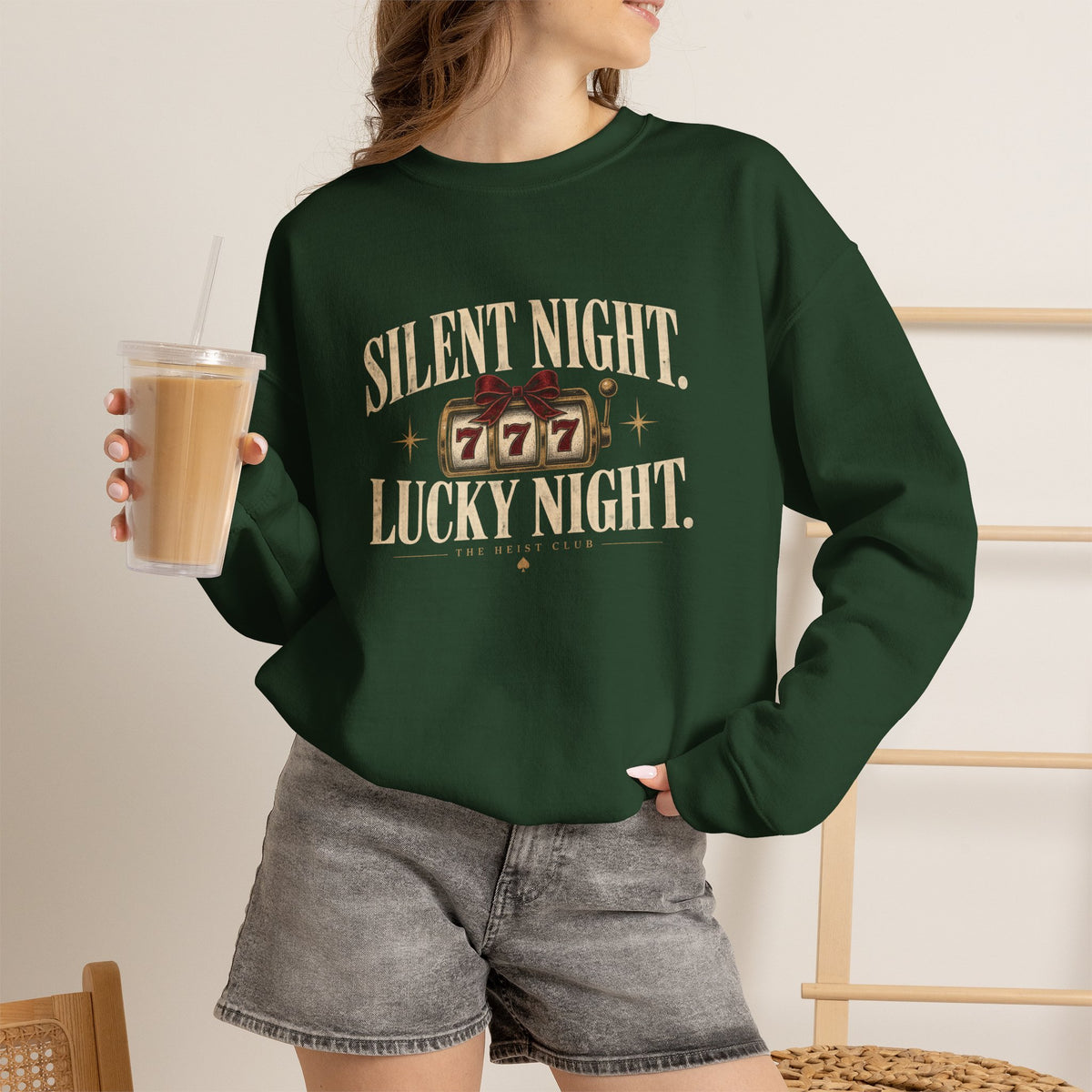 Silent Night, Lucky Night 777 Holiday Crewneck | The Heist Club
