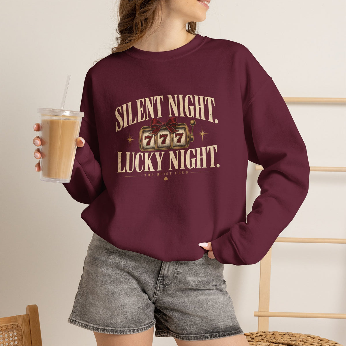 Silent Night, Lucky Night 777 Holiday Crewneck | The Heist Club