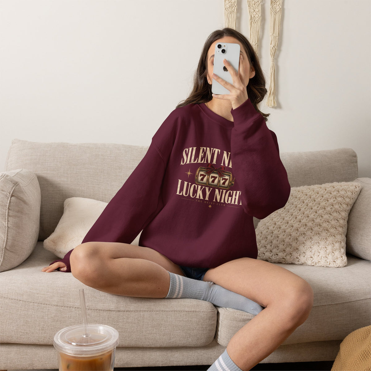 Silent Night, Lucky Night 777 Holiday Crewneck | The Heist Club
