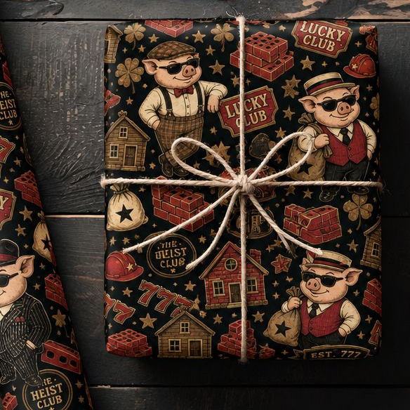 Lucky Club 777 Wrapping Paper | The Heist Club Vintage Gift Wrap