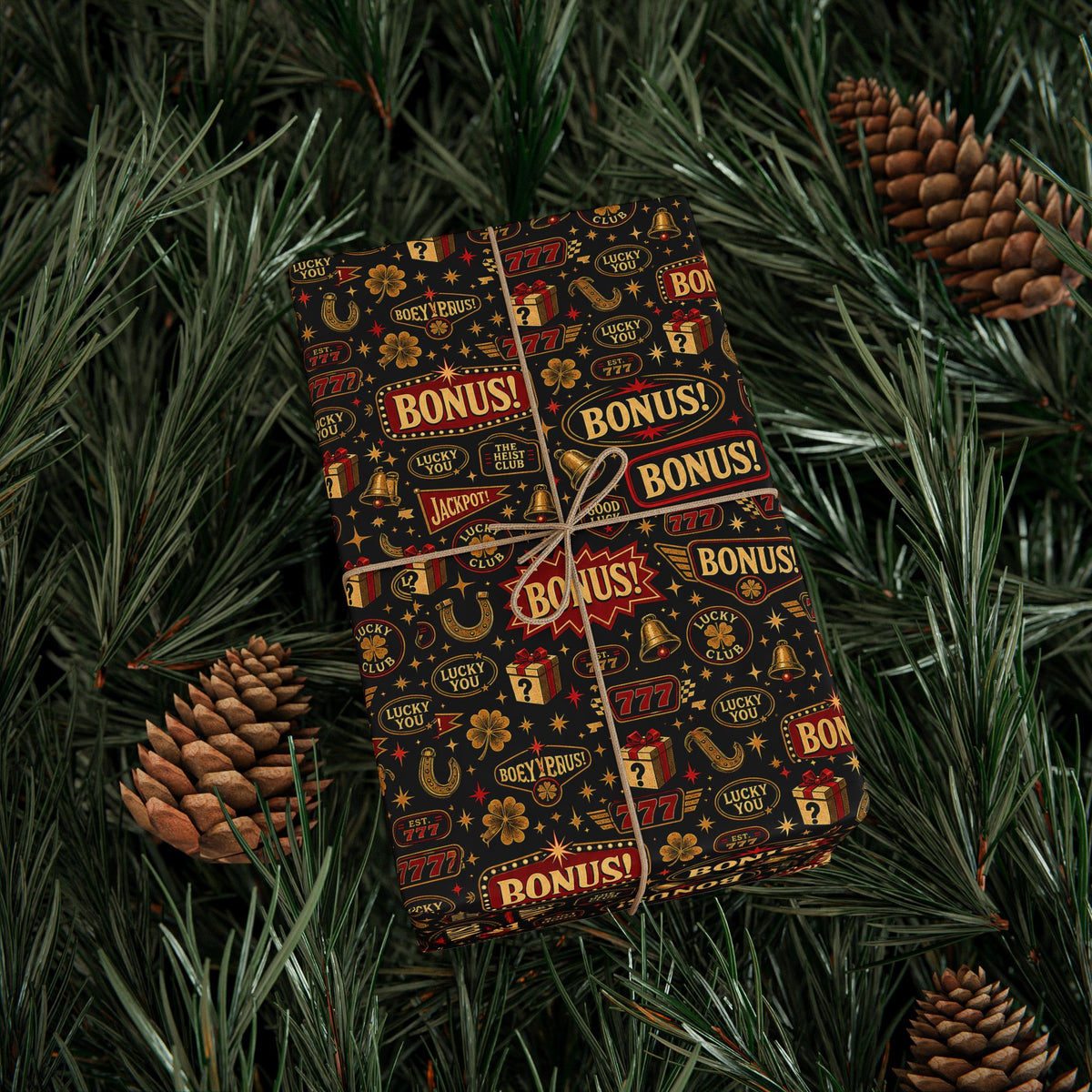 Jackpot Christmas Casino Wrapping Paper | The Heist Club