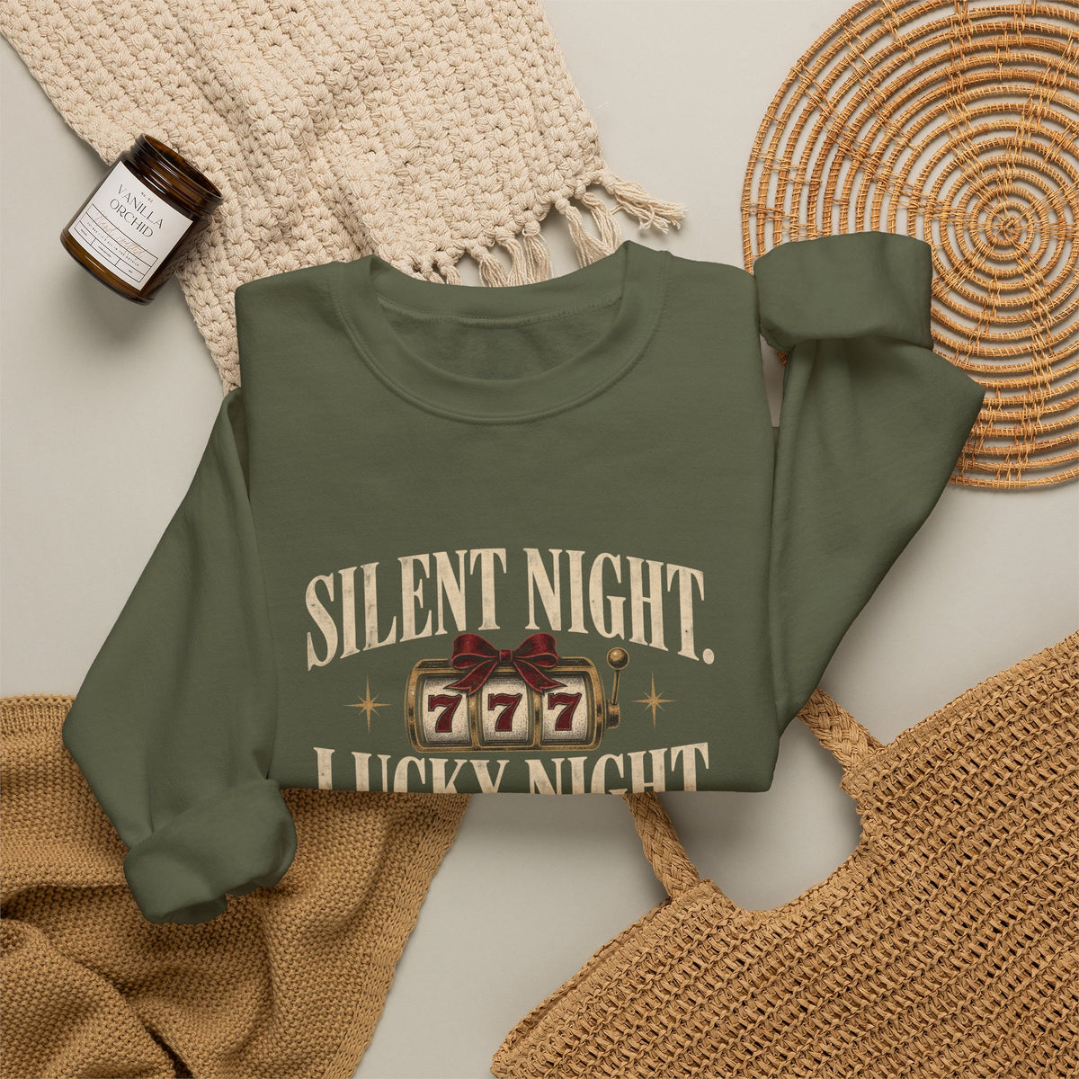 Silent Night, Lucky Night 777 Holiday Crewneck | The Heist Club