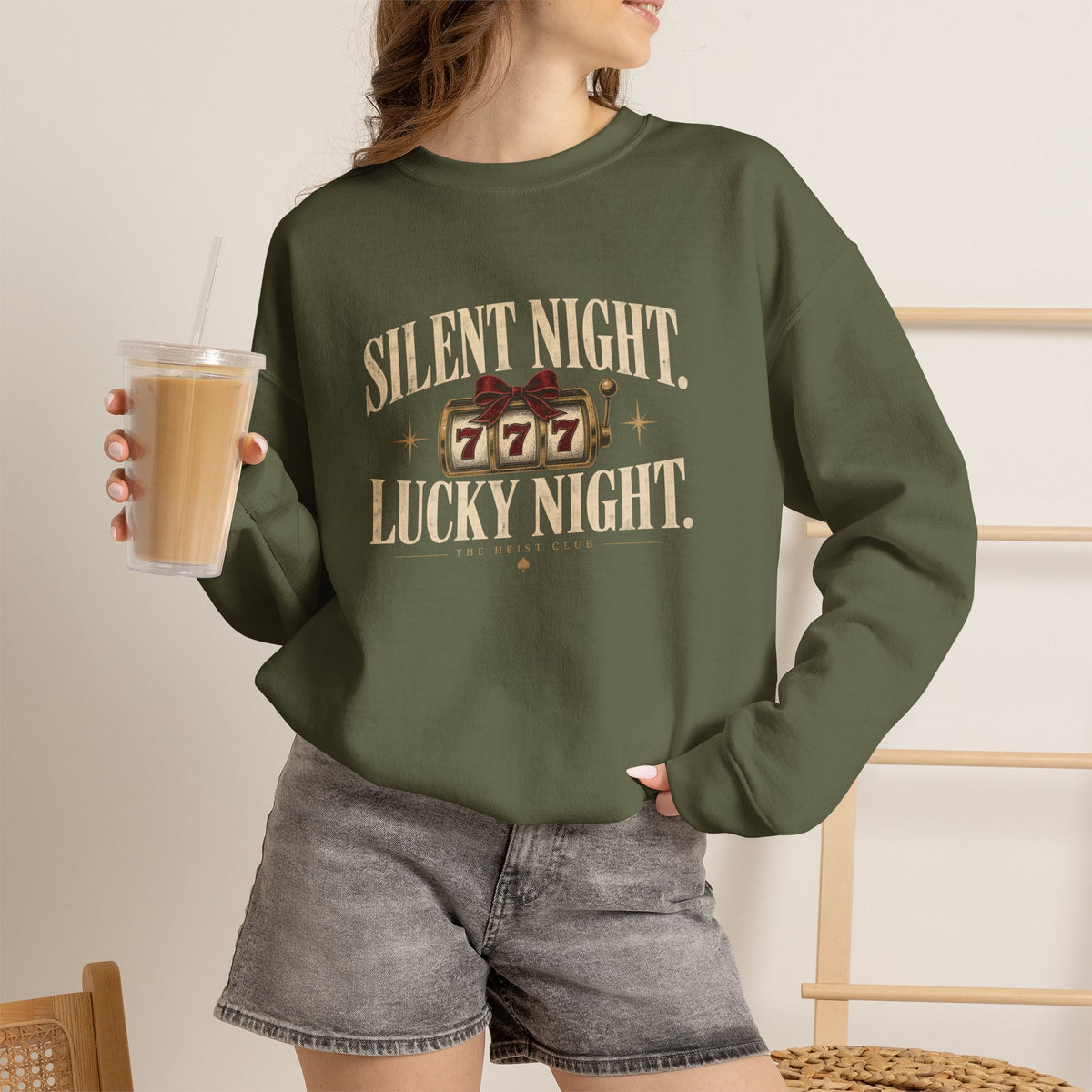 Silent Night, Lucky Night 777 Holiday Crewneck | The Heist Club