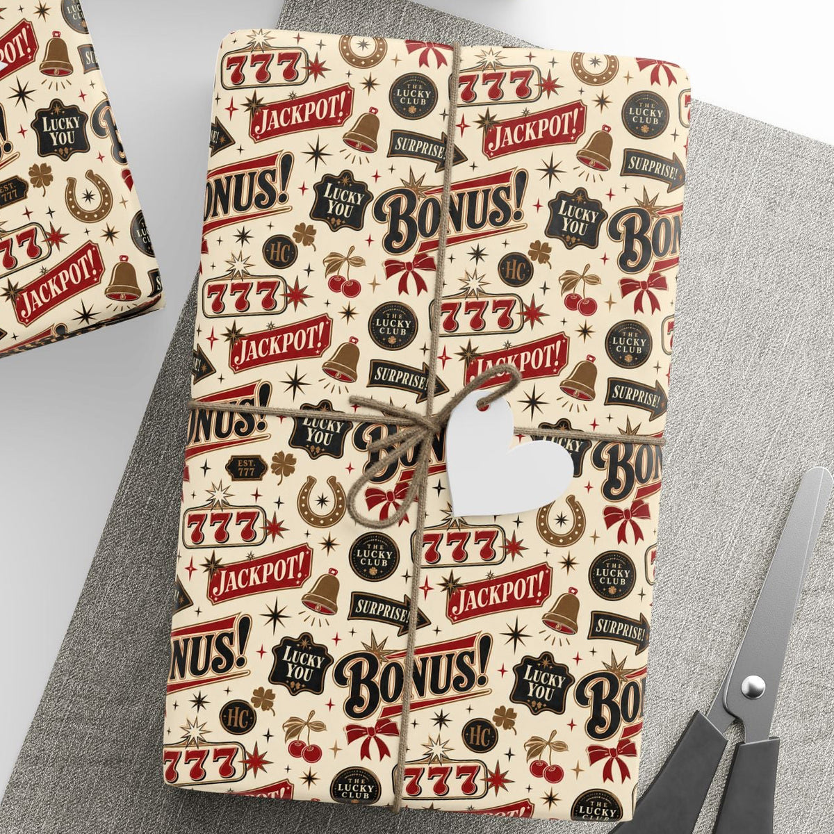 Lucky You 777 Wrapping Paper | The Heist Club Vintage Jackpot Gift Wrap