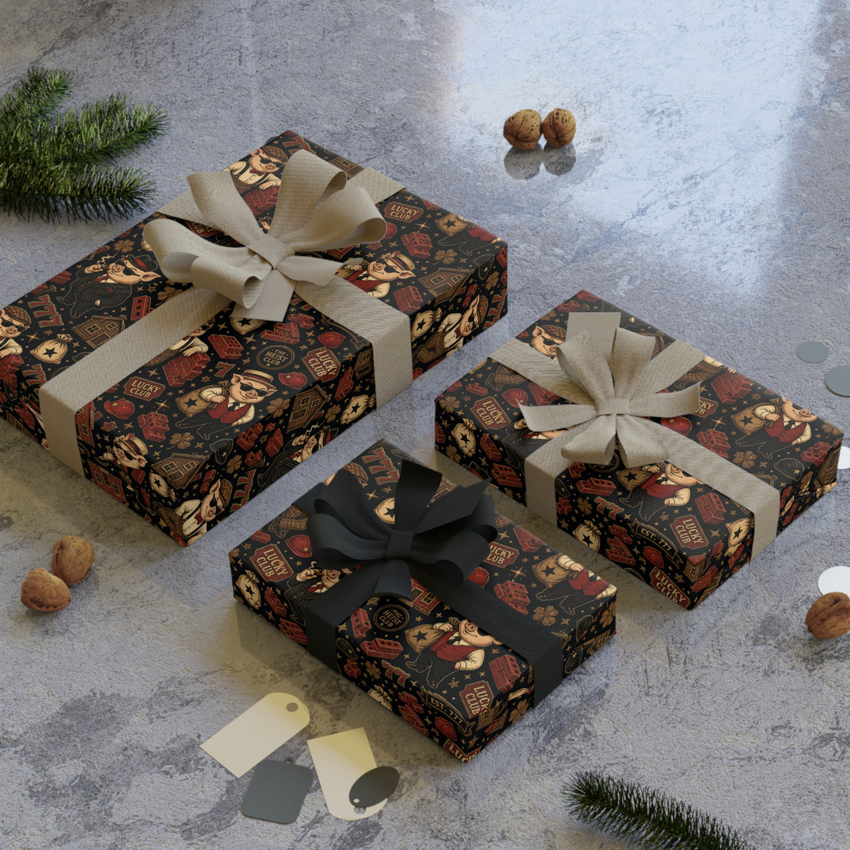 Lucky Club 777 Wrapping Paper | The Heist Club Vintage Gift Wrap