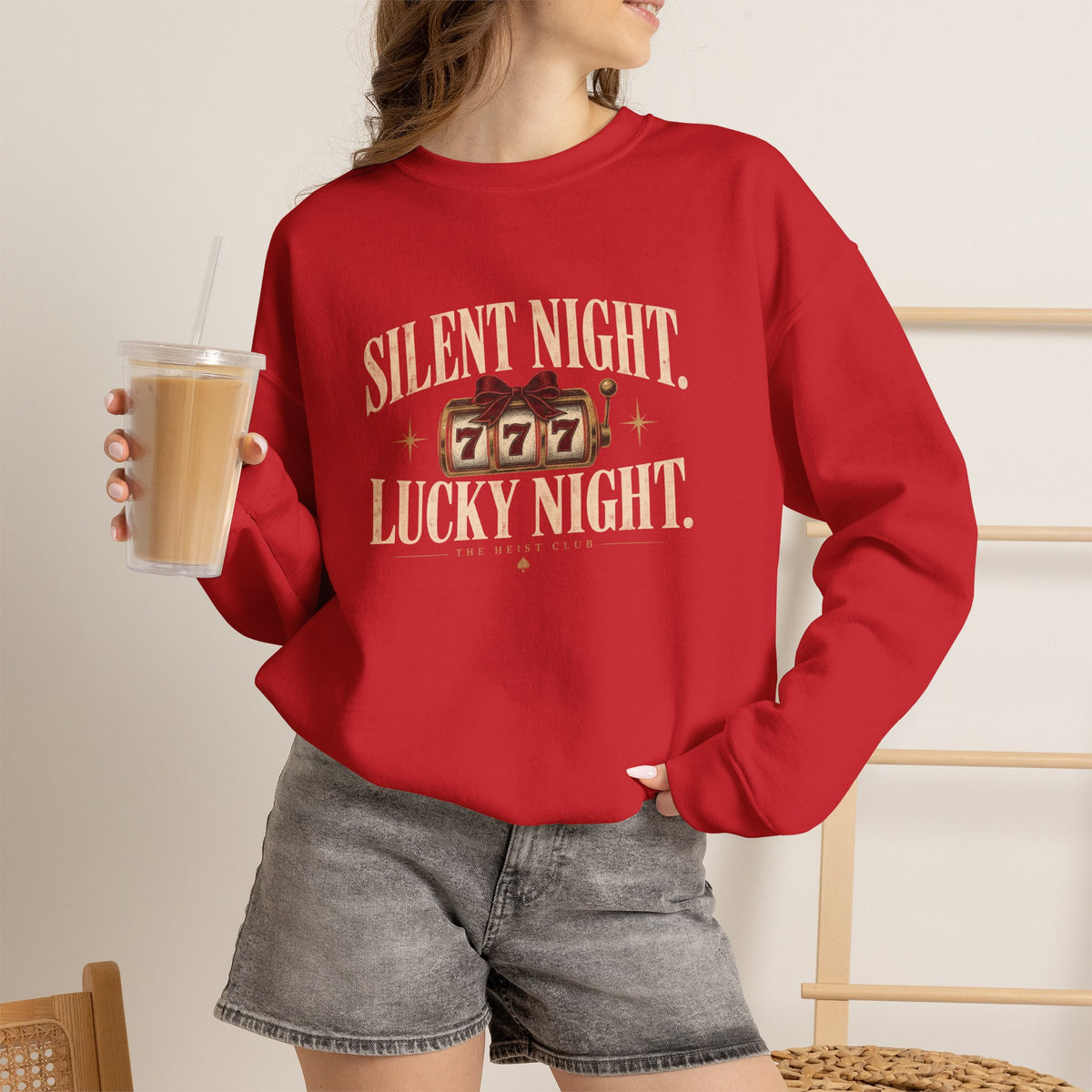 Silent Night, Lucky Night 777 Holiday Crewneck | The Heist Club