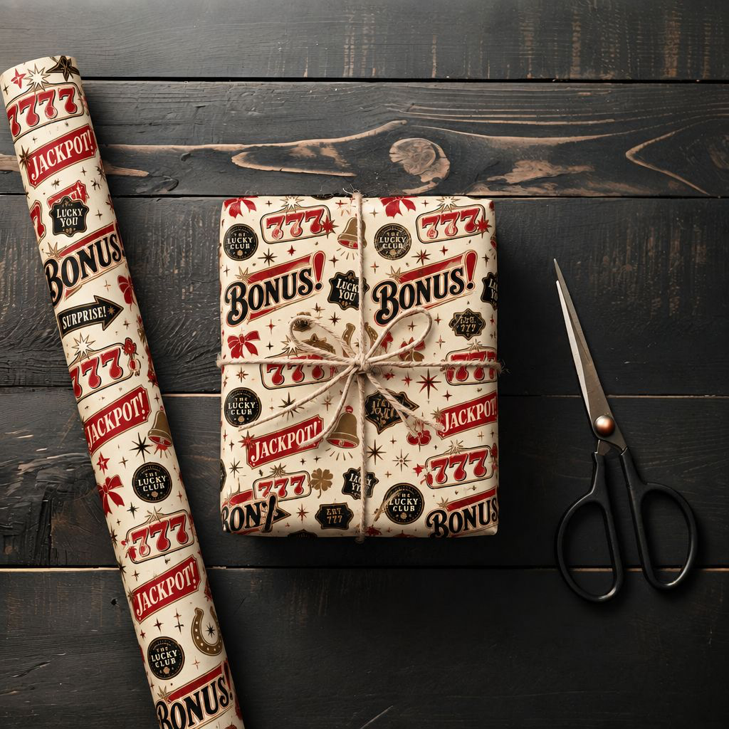 Lucky You 777 Wrapping Paper | The Heist Club Vintage Jackpot Gift Wrap