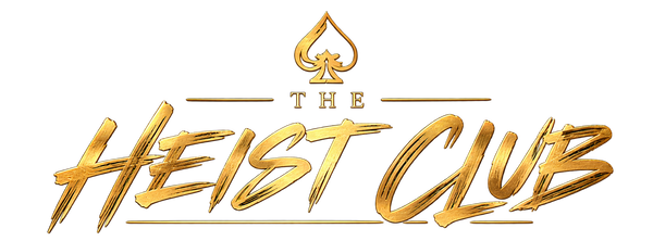 The Heist Club gold spade and script logo